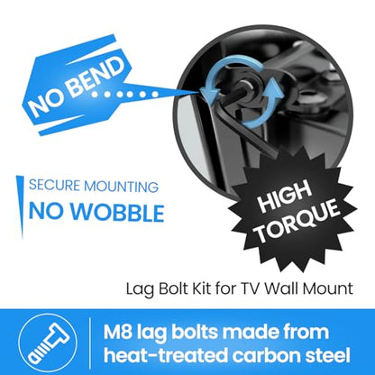 20PCS TV Wall Mount Hardware Kit, M8 Lag Bolts with Anchors & Washers, Mounting Screws Set with Allen Key & Bubble Level for Wood Stud, Concrete & Drywall - size: 20P