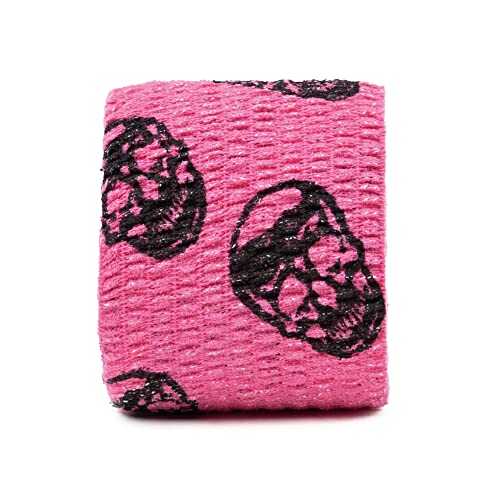 Gymreapers Hook Grip Weightlifting Tape (3 Pack) Premium Adhesive Thumb Skull Tape for Finger Protection, Powerlifting, Exercise & Cross Training - Athletic Sweat Proof Tape - color: Pink