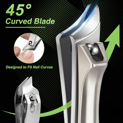 Ingrown Toenail Clippers, Slanted Nail Clippers for Thick Nails for Seniors, Edgy Angled Finger Nail Cutters for Adult, Men, Women with Curved Blade, Nail File - style: Champagne Gold