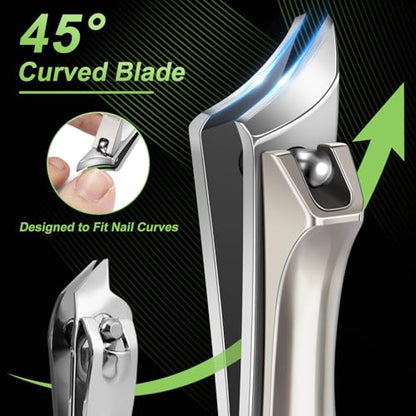 Ingrown Toenail Clippers, Slanted Nail Clippers for Thick Nails for Seniors, Edgy Angled Finger Nail Cutters for Adult, Men, Women with Curved Blade, Nail File - style: Champagne Gold