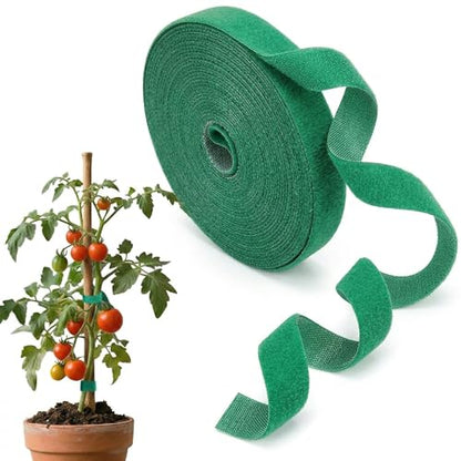 16.4ft Garden Plant Ties, Reusable Green Nylon Plant Tape for Climbing Plants, Tomato Vines & Flower Support, Adjustable Hook and Loop Garden Straps for Trellis & Wall Fixing - size: 1 Pack 16.4 Feet