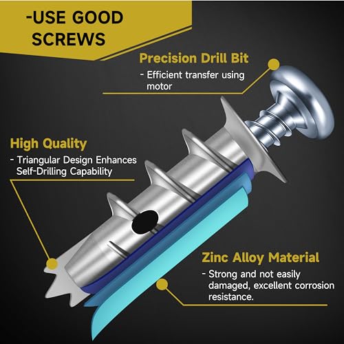Mywish Zinc Self Drilling Drywall Anchors, Hollow Wall Anchors and Screws Kit, Drywall Screws, 25pcs Heavy Duty Metal Wall Anchors and 25pcs #8 x 1-1/4'' Screws (50Pcs All Together) - size: Tri-point