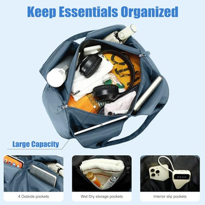 Forestfish Yoga Gym Bag For Women With Shoes Compartment & Wet Dry Storage Pockets Lightweight Duffel Bag, Navy - color: Navy