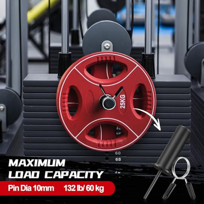 Lasnten Weight Stack Pin Extender, Gym Pin with Spring Clip Collar for 2 Inch Weight Plate Cable Strength Exercise Machine, Commercial and Home Gym - color: Black