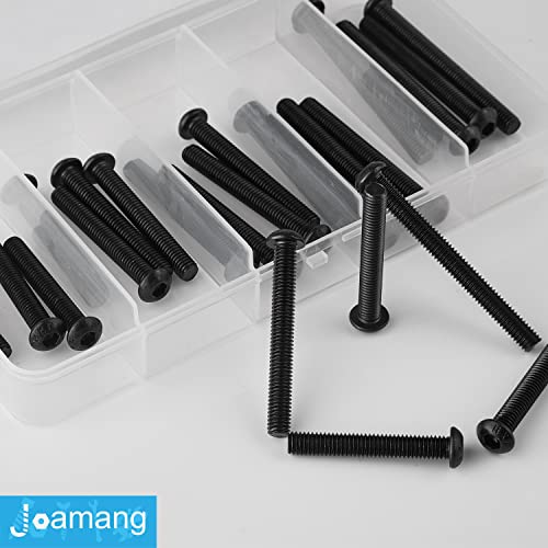 M5 x 40mm 45mm 50mm 55mm 60mm Button Head Socket Cap Screws Bolts, 10.9 Grade Alloy Steel, Black Oxide Finish, Metric Allen Hex Drive, Fully Threaded, Assortment Kit 25Pcs - size: Button M5x40-60 mm