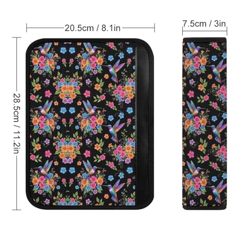 1 Pair Universal Soft and Comfortable Seat Belt Shoulder Pad for Adult Use, Stroller Pushchair High Chair, Flower Bird Hummingbird Neck Strap Covers, Anti-Slip Pad - color: Pattern 556