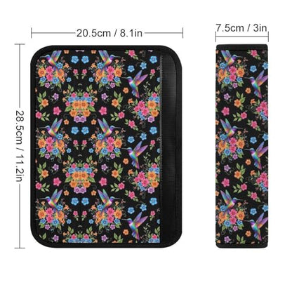 1 Pair Universal Soft and Comfortable Seat Belt Shoulder Pad for Adult Use, Stroller Pushchair High Chair, Flower Bird Hummingbird Neck Strap Covers, Anti-Slip Pad - color: Pattern 556