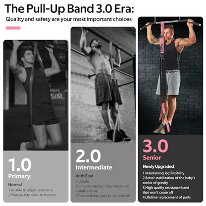 Pull Up Assistance Bands Set, Heavy Duty Adjustable Pull Up Assist Band with Feet Rest, Strength Training Bands for Home Gym Fitness, Pull-Up Bar, Calisthenics and Body Stretching - color: Pink