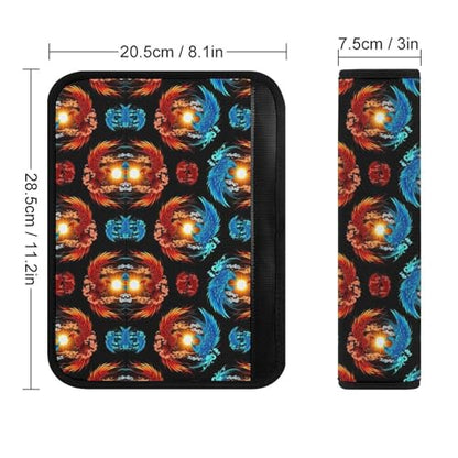 2 Pack Sun Red Blue Fire Flame Bird Phoenixes Seat Belt Shoulder Pad Breathable Shoulder Harness Cover for Child, All Vehicles, Neck and Shoulder Support - color: Pattern 500