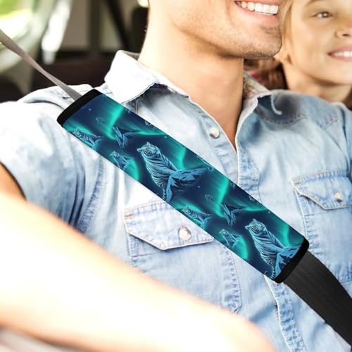 Soft Padded Car Seat Belt Pad for Child, Most Cars, 2 Piece Ice White Tiger Art Seat Belt Cushion Comfortable Driving - color: Pattern 1020