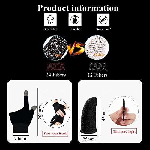 Gaming Gloves for Sweaty Hands, Ultra-Thin Breathable Touchscreen Game Gloves with Thumb Finger Sleeves for iPad Tablet/Mobile Phone - size: Medium