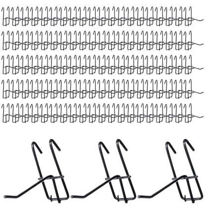 100PCS Grid Wall Hooks, 4 Inch Heavy Duty Gridwall Panel Hooks, Hanging Board Pegs Wall Display Hook for Retail Craft Show Home Setup Custom, Black Wire Shelf Hook Accessories Room Organization
