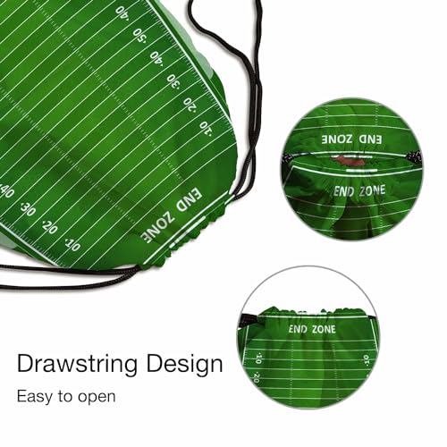 Football Field Drawstring Backpack Adjustable Shoulder Strap Green Grass with White Lines Graduated Line End Zone Drawstring Bag Sutiable for Sports Beach Short Travel Stroage 14x16.9 Inch - color: Football Field