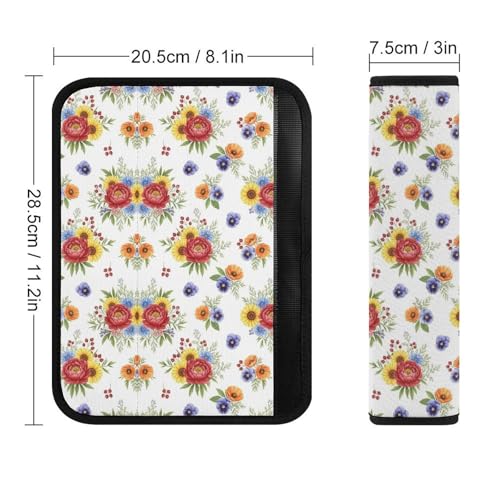 2PCS Floral Butterfly Wildflowers Seat Belt Shoulder Pad Soft Padded Harness Pads Strap for Adults and Children, All Vehicles, Anti-Slip Pad - color: Pattern 748