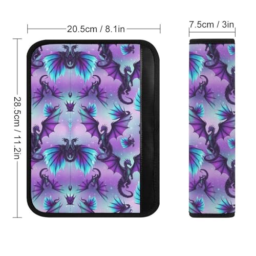 Universal Fit Car Seat Belt Pad for Elderly Support, All Vehicles, 2 Piece Dragon Fantasy Purple Automotive Seat Belt Protector Pressure Relief - color: Pattern 1248