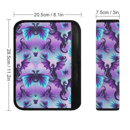 Universal Fit Car Seat Belt Pad for Elderly Support, All Vehicles, 2 Piece Dragon Fantasy Purple Automotive Seat Belt Protector Pressure Relief - color: Pattern 1248