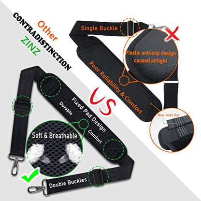 ZINZ Bag Shoulder Strap, Padded Adjustable Shoulder Strap Replacement - color: Black, size: 57"