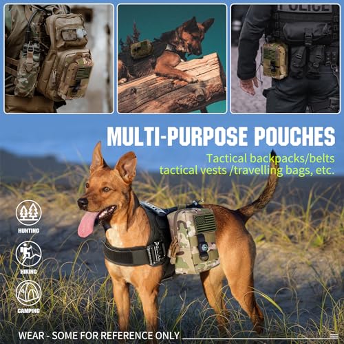 2 Pack Tactical Molle EDC Pouch Multi-Purpose Compact Pack Water-Resistant Utility Pouch with Flag Patch - color: Camo