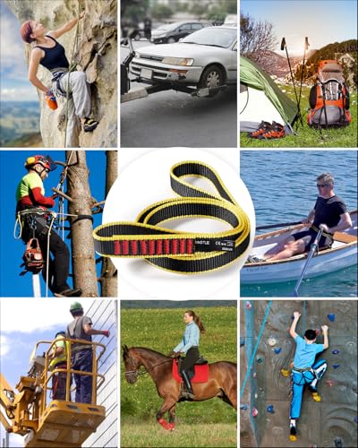 20mm Nylon Climbing Sling Runner 22kN / 4950lbf CE UIAA Certified | Rock Climbing Webbing Straps for Outdoor Climbing, Rappelling, Swing, Mountaineering & Emergency Anchoring - size: 20MM+60CM (1pcs)