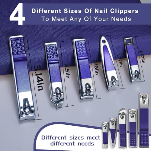 Manicure Set 30 in 1 Nail Clippers Set,Nail Manicure Kit for Women,RedFlow Toenail Clippers,Pedicure Kit,Pedicure Tools,Suitable for Travel Manicure Tools (Navy Blue) - color: Navy Blue