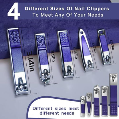Manicure Set 30 in 1 Nail Clippers Set,Nail Manicure Kit for Women,RedFlow Toenail Clippers,Pedicure Kit,Pedicure Tools,Suitable for Travel Manicure Tools (Navy Blue) - color: Navy Blue