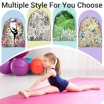 Abstract Floral Gymnastics Drawstring Bags Lightweight Small Gym String Bag for Dancer Gymnasts - color: Tie Dye Horse-multi