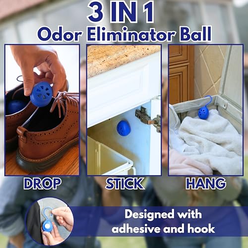 Air Jungles Shoe Deodorizer Balls 6 Ct, Ocean Scent | Odor Remover Balls for Sneakers, Gym Bags, Lockers, Closets, Hampers, and Drawers, Essential Oil Provides Natural Freshness - size: 6 Count (Pack of 1)