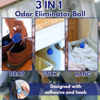 Air Jungles Shoe Deodorizer Balls 6 Ct, Ocean Scent | Odor Remover Balls for Sneakers, Gym Bags, Lockers, Closets, Hampers, and Drawers, Essential Oil Provides Natural Freshness - size: 6 Count (Pack of 1)
