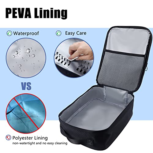 Shoe Bag for Travel,2 Layers Shoes Organizer,Honeycomb Grey | Holds 3 Pairs,Trolley Strap,Easy Clean Lining,Leak Proof,Dual Zippers - color: HoneycombBlack