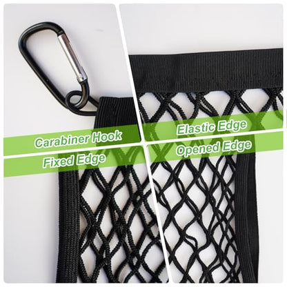 Helmet Holder for Sport Backpack,Backpack Accessories Mesh Storage Bag,Added External Elastic Storage Net for Backpack,4 Carabiners Attaching to Backpack to Carry Helmet and Accessories