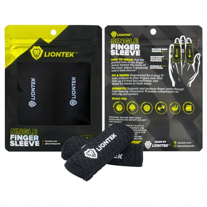 LIONTEK Single Flow Finger Sleeve V3 Pair — Joint Support & Compression for Activity, BJJ, Fitness, Volleyball, Basketball, and More (Large) - size: Large