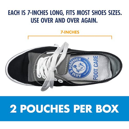 Arm & Hammer In-Shoe Odor Destroying Pouches, Shoe Deodorizer Insert for Reducing Odor and Absorbing Moisture, Smell Eliminator for All Footwear, Gym Bags and Work Boots (4 Pouches)