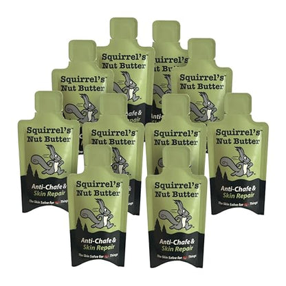 Squirrel's Nut Butter Anti Chafe Adventure Packet | Compact and All Natural Chafing & Skin Care for Athletes, Runners & Adventurers | Thighs, Arms, Pack Straps & More, Original, 9ml - size: 0.03 Fl Oz (Pack of 10)