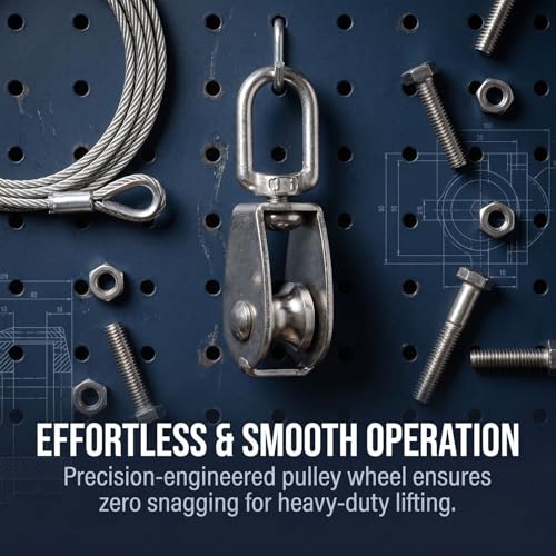 6pcs Stainless Steel Single Bearing Pulley Block for Lifting and Gym Attachments, Heavy Duty Reliability with Silent Roller Design, Minimizing Manual Effort for Outdoor and Indoor