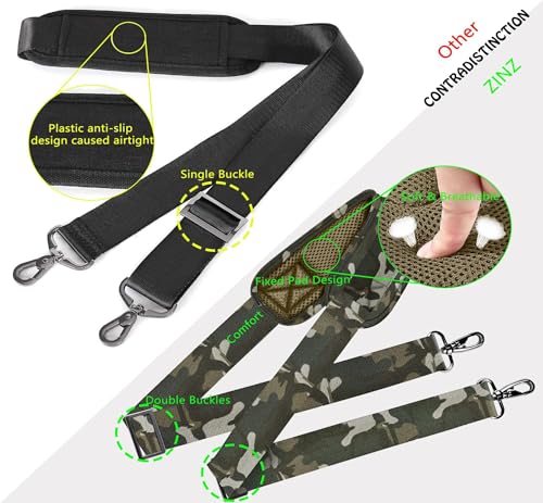 ZINZ Shoulder Strap 58" Ultra-Thick Fixed Padded and Adjustable Buckles Crossbody Strap for Briefcase Laptop Bag Luggage - color: Camouflage Green