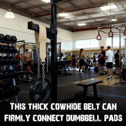 34 Inch Oxhide Leather Weighted Dip Belt with Steel Chain Heavy Duty Leather Dip Belt for Pullups Gym Weight for Strength Training Workout Weight Lifting, Pullup