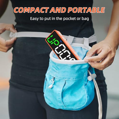 Mini Portable Gym Timer Clock, Large LED Digital Display Screen, Powerful Magnet, Powerful Battery, Count up/Down, Stopwatch, Exercise Interval Timer, Eight Fitness Modes, Suitable for Home and Gym - color: Orange