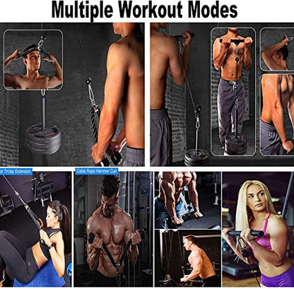 Mtgluk Cable Pulley System Upgraded DIY LAT and Lift Weight Pulley Machine Attachment Home Gym Forearm Wrist Roller for Triceps Pull Downs Biceps Curl Forearm Shoulder - color: Cable 100''+ Sleeve