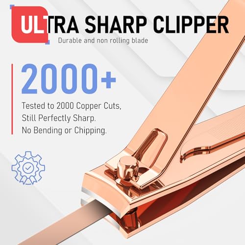 firiKer Nail Clipper Set, Sturdy Stainless Steel Fingernails & Toenails Clippers & Nail File, Sharp Effortless Fingernail Toenail Trimmer, Portable Nail Cutter for Women Men（Rose Gold） - color: Rose Gold