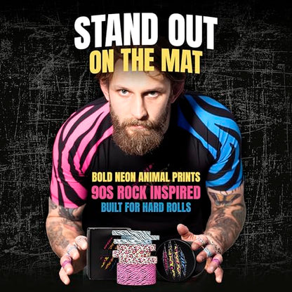Bighorn Athletics × Adam Wardziński Mat Animal Tape Kit, Neon Jungle Set | Special edition set with 7 rolls of bold printed finger & sports tapes in a tin holder. Residue-free Zinc oxide adhesive. - color: Neon Jungle