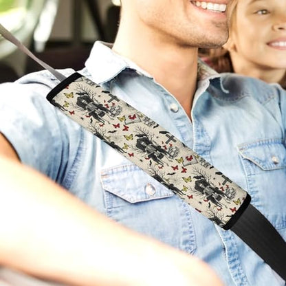 2PCS Gothic Ghost Skeleton Punk Skull Car Seat Belt Pad Universal Fit Seat Belt Covers Cushion for Kids, Car Seats Pushchair Strollers High Chair Pushchair, Easy Install (No Tool) - color: Pattern 12