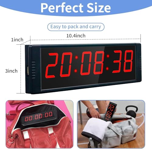 Large Stopwatch with Start/Stop Button, LED Digital Timer with Remote, Countdown Clock with Buzzer, Gym Clock for Home Gym, Interval Timer for Workout, Plug in (with Stand) - style: Plug-in(with stand)