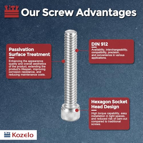 50pcs M5 Socket Head Cap Screws Bolts Nuts Assortment Kit - [M5x30/35/40/45/50mm] 304 Stainless Steel Allen Socket Drive for 3D Printer - size: M5x30/35/40/45/50mm