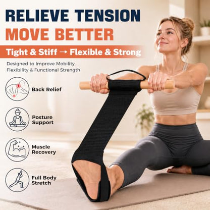 Full Body Exercise and Strengthening Device, Stretching Device for Relieving Back Pain, Plantar Fasciitis, and Hamstring Tightness - size: Large 5'9 - 6'2