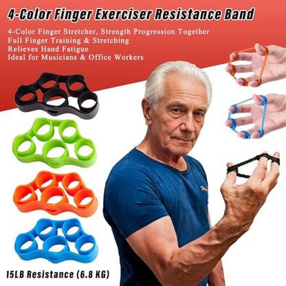 CYFIE Hand Grip Strengthener Set 8 Pack, 2 Foam Grippers, 4 Finger Exercisers, 2 Grip Rings, Wrist Forearm Exerciser for Hand Strength, Finger Strength, Physical Therapy & Stress Relief