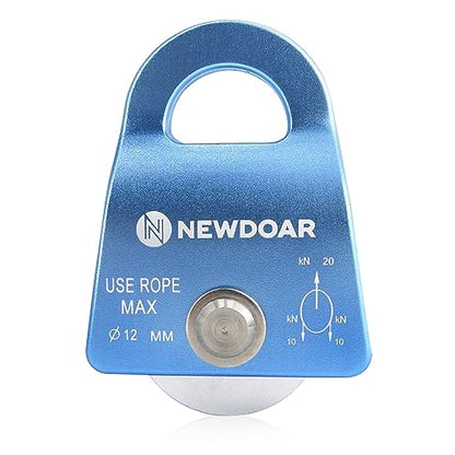 NewDoar Micro Mobile Single Pulley,20kN(4500 lb) Max Rope 1/2in for Rigging Arborist Climbing Rescue,CE Certified - color: One Unit (20KN Pulley Blue)