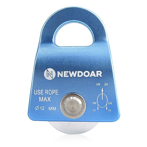 NewDoar Micro Mobile Single Pulley,20kN(4500 lb) Max Rope 1/2in for Rigging Arborist Climbing Rescue,CE Certified - color: One Unit (20KN Pulley Blue)