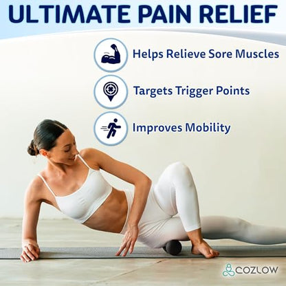 COZLOW Peanut Massage Ball - Deep Tissue Therapy, Pain Relief - Black | Cozlow 5" double lacrosse silicone massage ball, trigger point roller for mobility, acupressure tool for myofascial release - color: Black