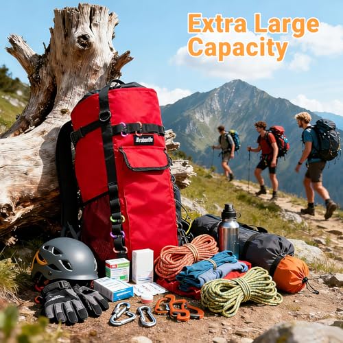 Climbing Rope Bag,Large Capacity Arborist Tree Rope Storage Bag,Waterproof Outdoor Rock Climbing Gear Bag - color: Red