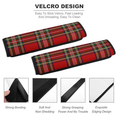 Universal Fit Seat Belt Cover for Adult Use, Stroller Pushchair High Chair, 2PCS Scottish Tartan Farmhouse Red Green Christmas Plaid Harness Pads Strap Shock Absorption - color: Pattern 275